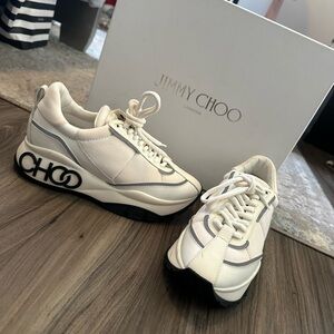 Jimmy Choo Cream and Black Sneakers